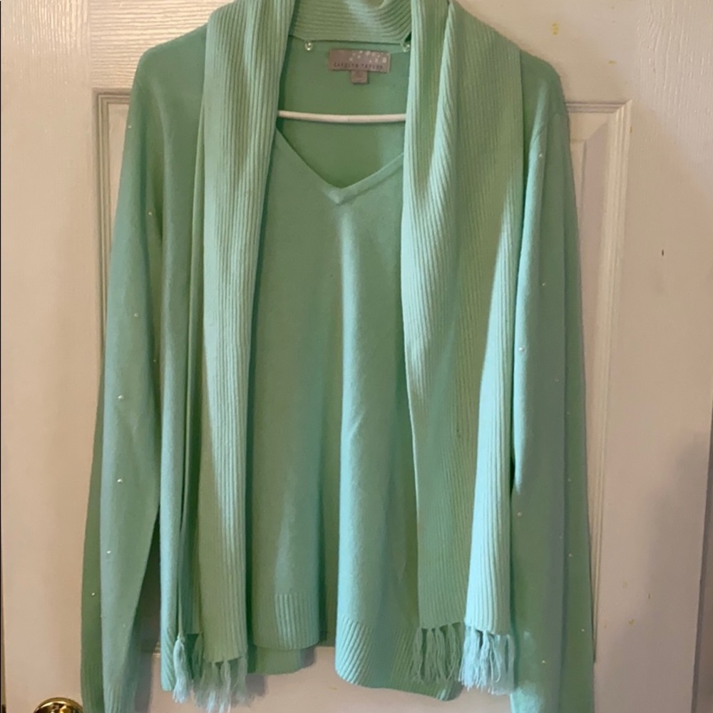 Mint Green Sweater w/ Detachable Scarf
